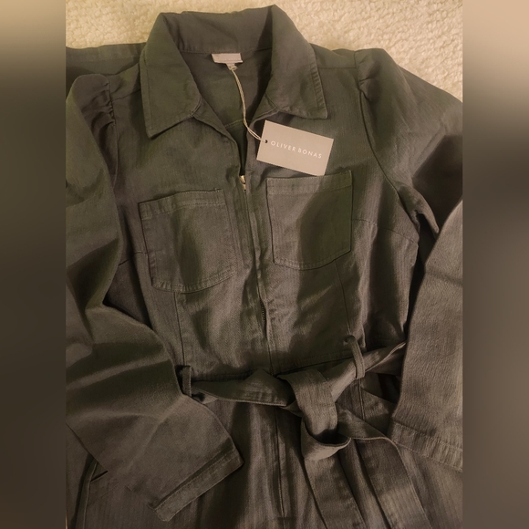 NWT OLIVER BONAS Washed Green Herringbone Jumpsuit Size 6 - Picture 11 of 11